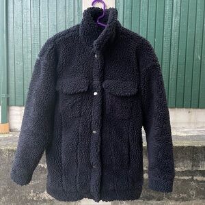 Dark Blue Monki Women's Sherpa / Teddy Jacket - XS